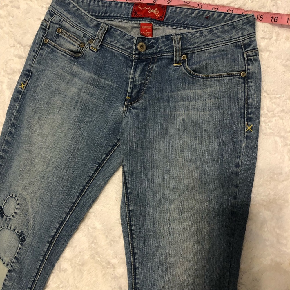 Myth of Jade stonewashed flared wide leg Sz 5
